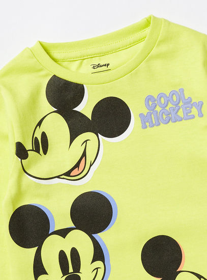 Mickey Mouse Print Long Sleeves T-shirt with Round Neck
