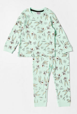 Bugs Bunny Print Long Sleeves T-shirt and Pyjama Set