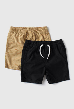 Set of 2 - Assorted Shorts with Drawstring Closure and Pockets