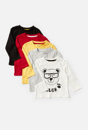 Set of 5 - Assorted Crew Neck T-shirt with Long Sleeves
