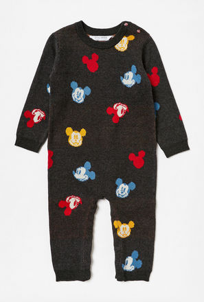All Over Mickey Mouse Print Jumpsuit with Long Sleeves