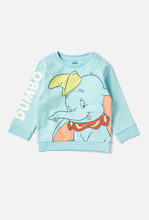 Dumbo Print Sweatshirt with Long Sleeves and Snap Fastener Closure