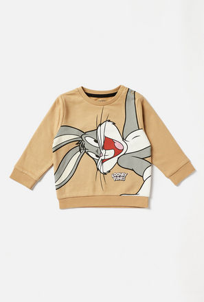 Bugs Bunny Print Sweatshirt with Round Neck and Long Sleeves