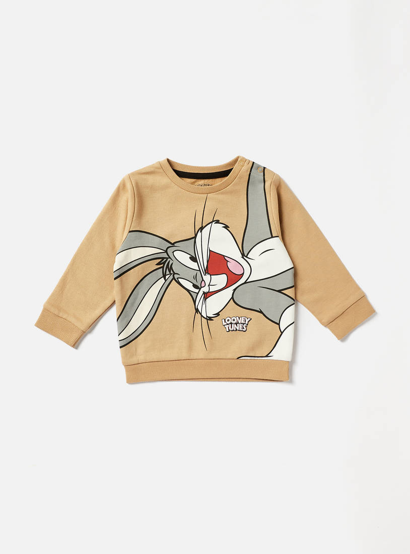 Bugs Bunny Print Sweatshirt with Round Neck and Long Sleeves-Hoodies & Sweatshirts-image-0