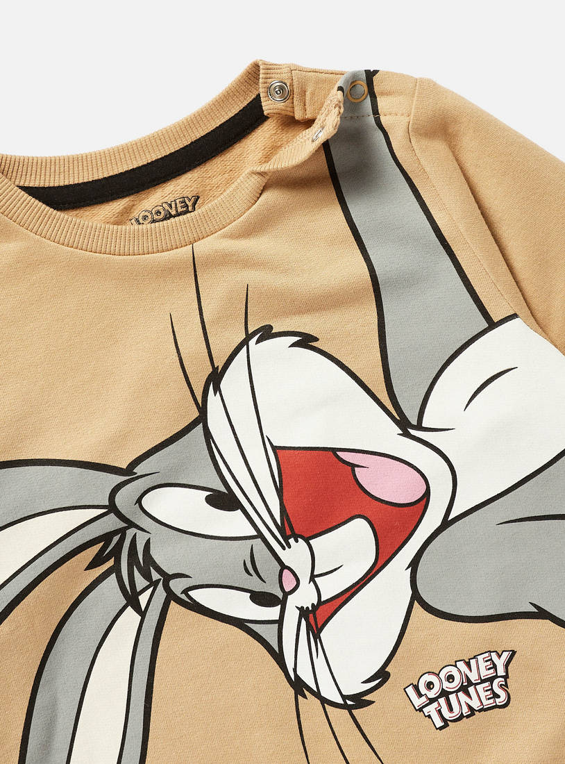 Bugs Bunny Print Sweatshirt with Round Neck and Long Sleeves-Hoodies & Sweatshirts-image-1