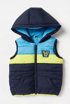 Panelled Sleeveless Gilet with Hood and Pockets-mxkids-babyboyzerototwoyrs-clothing-coatsandjackets-jackets-3