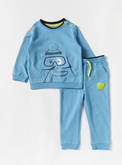 Printed Pocket Detail Sweatshirt and Joggers Set-Sets & Outfits-image-0