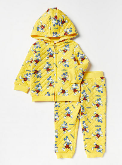 All Over Mickey Mouse Print Hooded Sweatshirt and Jog Pant Set