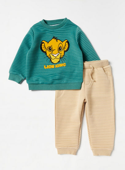 Simba Print Round Neck Sweatshirt and Jog Pant Set