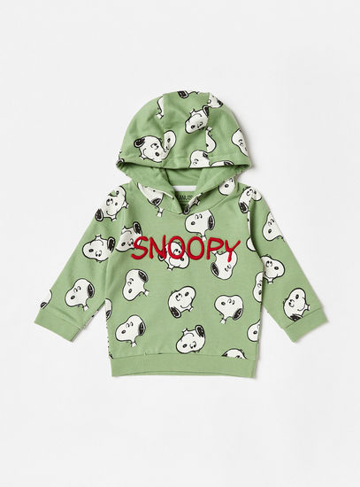 All-Over Snoopy Print Hooded Sweatshirt and Elasticated Pyjama Set