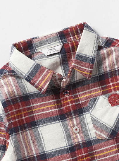 Checked Button Up Corduroy Shirt with Chest Pocket
