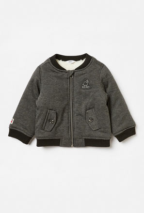 Herringbone Print Long Sleeves Jacket with Zip Closure and Pocket-mxkids-babyboyzerototwoyrs-clothing-coatsandjackets-jackets-1