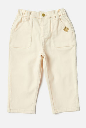 Solid Pants with Button Closure and Pockets