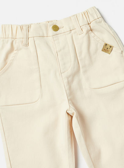 Solid Pants with Button Closure and Pockets