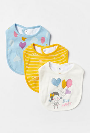 Set of 3 - Printed Bib with Button Closure