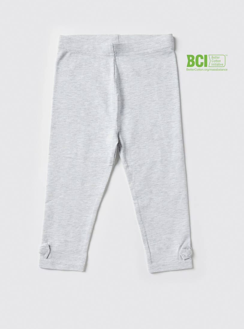 Bow Accented BCI Cotton Leggings with Elasticated Waistband-Leggings & Jeggings-image-0
