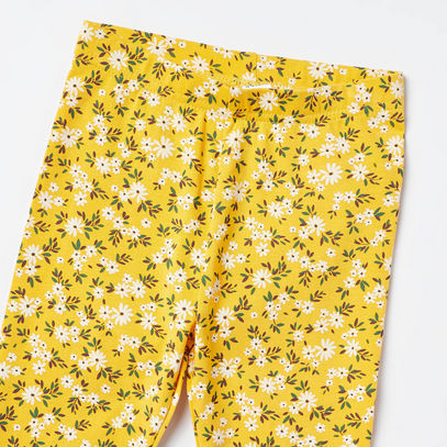 Floral Print BCI Cotton Leggings with Elasticated Waistband