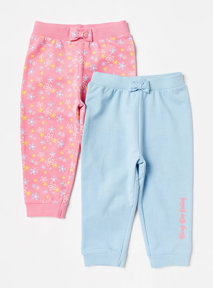 Set of 2 - Printed Jogger with Bow Accent-Trousers-image-0