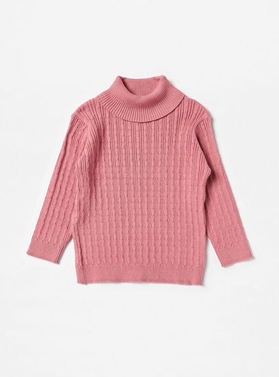 Set of 2 - Textured Sweater with Roll Neck and Long Sleeves