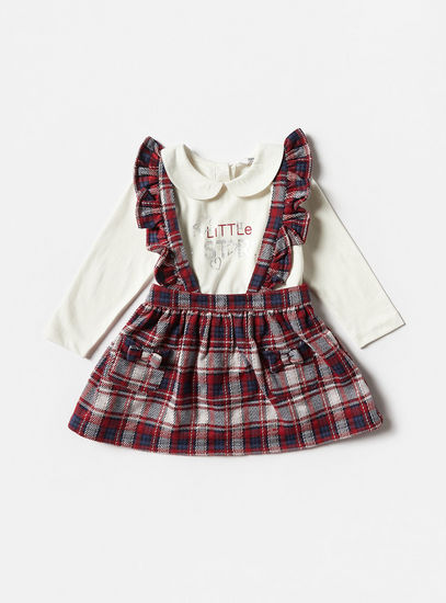 Checked Pinafore Dress and Long Sleeve Top Set-Sets & Outfits-image-0