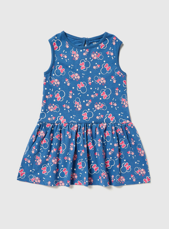 Set of 2 - Minnie Mouse Print Sleeveless Dress with Button Closure