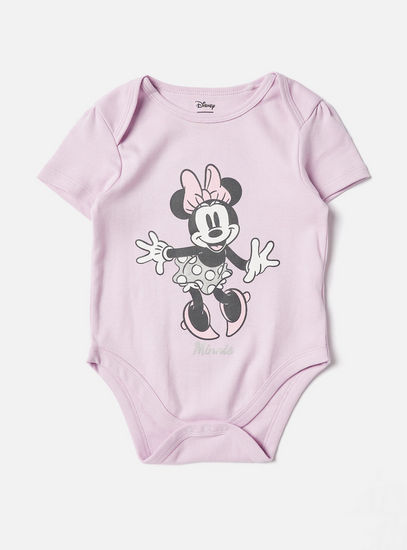 Set of 3 - Minnie Mouse Print Bodysuit with Short Sleeves-Rompers-image-1