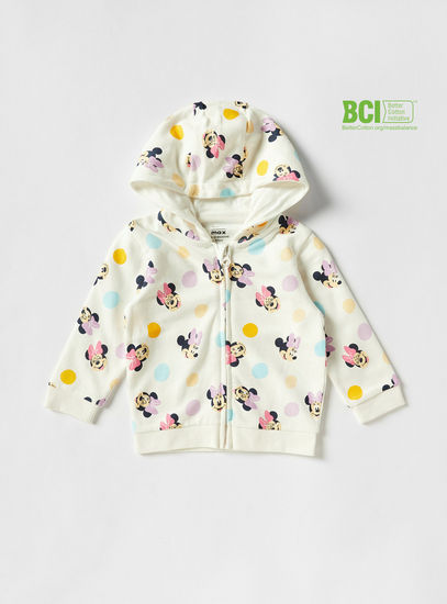 All-Over Minnie Mouse Print BCI Cotton Hooded Jacket with Long Sleeves