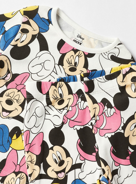 All-Over Mickey and Minnie Mouse Print T-shirt and Pyjama Set