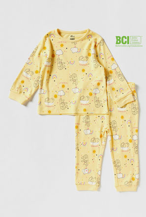 Winnie-the-Pooh Print Long Sleeves T-shirt and Elasticated Pyjama Set