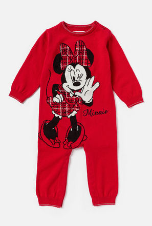 Minnie Mouse Textured Sleepsuit with Long Sleeves