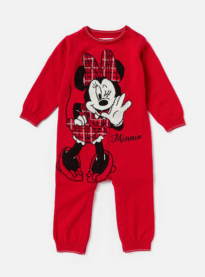 Minnie Mouse Textured Sleepsuit with Long Sleeves