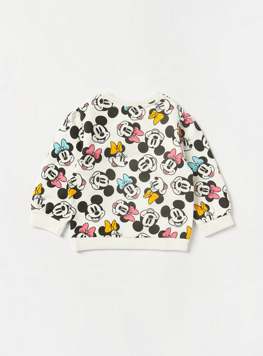 Minnie Mouse Print Sweatshirt with Long Sleeves and Snap Fastener Closure