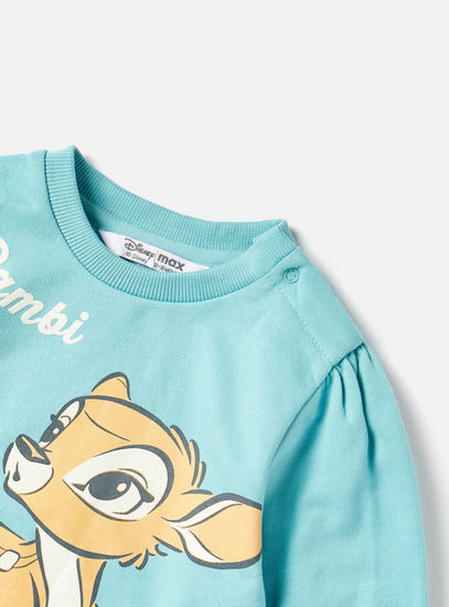 Bambi Print Sweatshirt with Long Sleeves and Button Closure