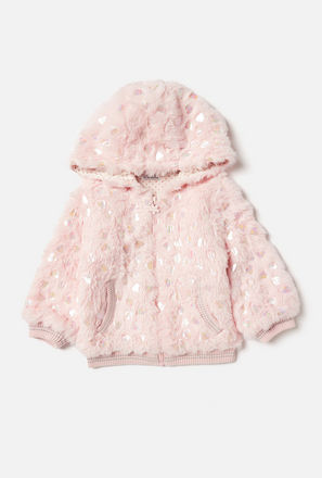 Heart Textured Jacket with Hood and Pockets