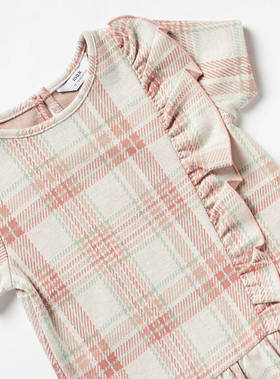 Checked Drop Waist Dress with Ruffle Detail