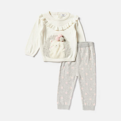 Hedgehog Plush Textured Sweater and Joggers Set