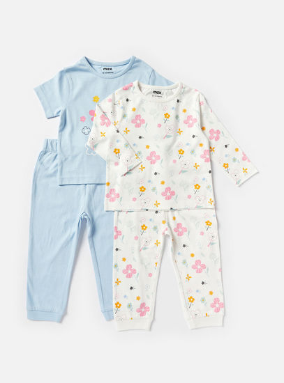 Pack of 2 - Floral Print T-shirt and Pyjamas