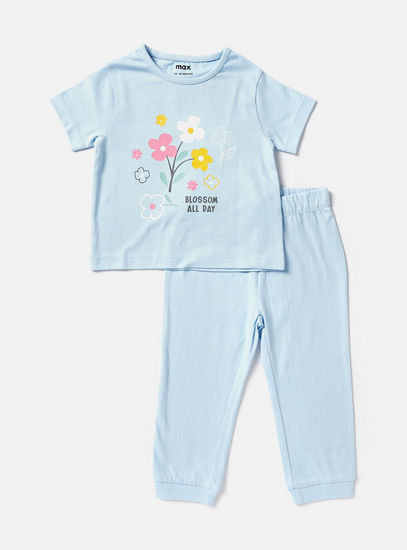 Pack of 2 - Floral Print T-shirt and Pyjamas