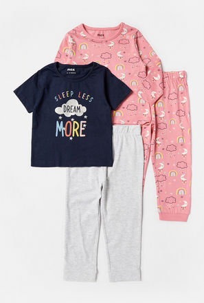 Set of 2 - Printed T-shirt with Elasticated Pyjamas
