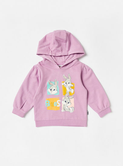 Bugs Bunny Print Hooded Sweatshirt and Jogger Set-Sets & Outfits-image-1