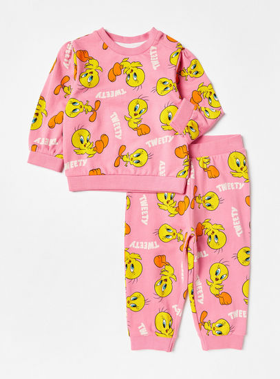 All Over Tweety Print Sweatshirt and Joggers Set-Sets & Outfits-image-0