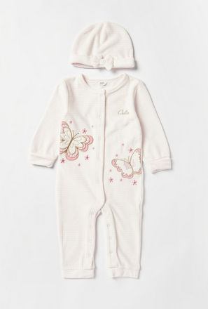 Butterfly Embroidered Sleepsuit with Cap