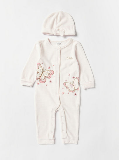 Butterfly Embroidered Sleepsuit with Cap