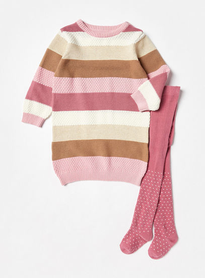 Striped Long Sleeve Pullover and Stocking Set