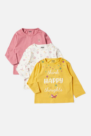 Set of 3 - Printed Long Sleeves T-shirt with Round Neck