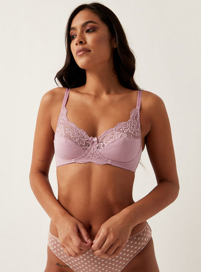 Lace Textured A-frame Bra with Adjustable Straps