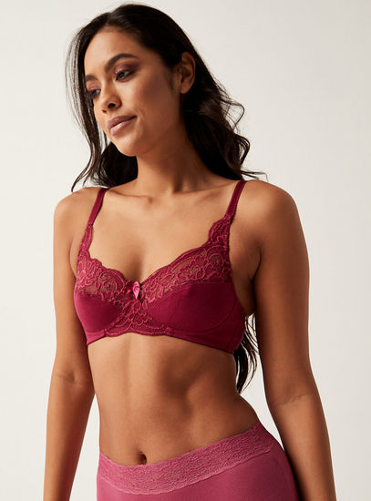 Lace Textured A-frame Bra with Adjustable Straps