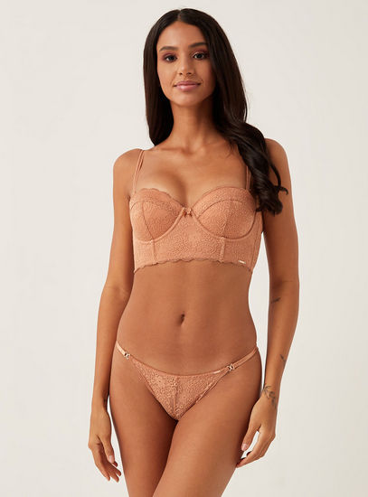 Lace Detail Underwired Balconette Bra with Hook and Loop Closure
