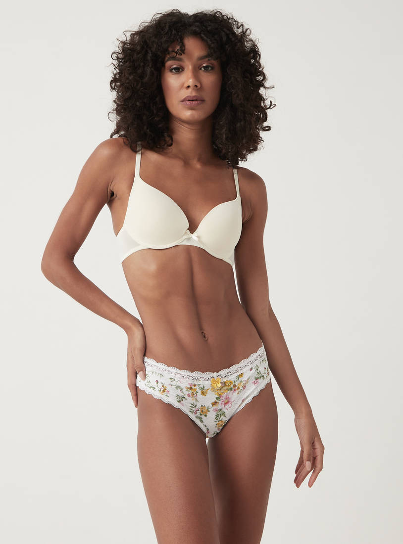 Floral Print Bikini Briefs with Lace Detail-Panties-image-0