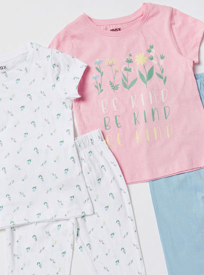 Set of 2 - Printed Round Neck T-shirt and Pyjamas